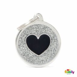 My Family - Shine Collection - Big Circle Grey Glitter Heart